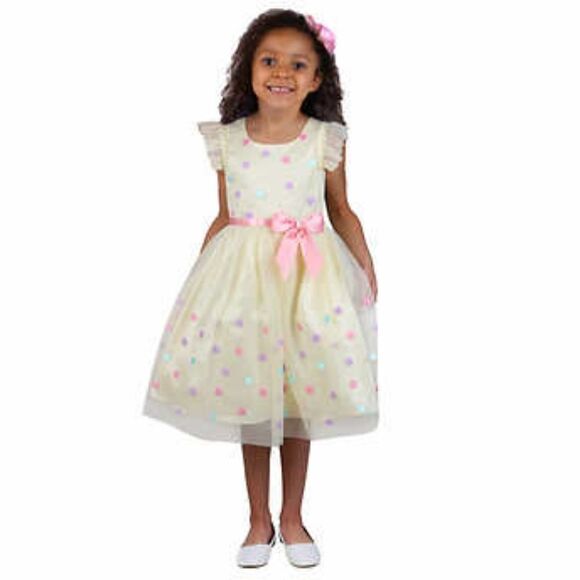 Jona Michelle Kids' Spring Dress With Satin Bow